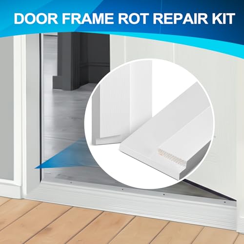 CroBlissful 1 Set 8 Inch L X 4-9/16 Inch W X 1-1/4 T Exterior Door Jamb Repair Kit, Jamb Paintable Wood Rotted Door Frame Repair Kit for Exterior Frame - size: 8 Inch L X 4-9/16 Inch W X 1-1/4 T