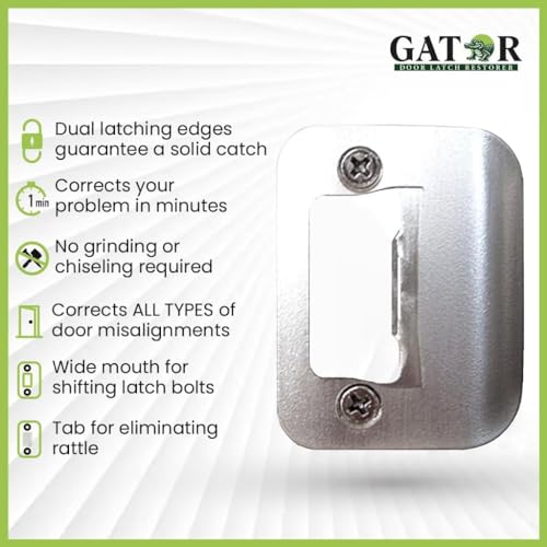 Gator Door Strike Plate 2-1/4" Latch Restorer, Satin Nickel, 1-Pack - color: Satin Nickel