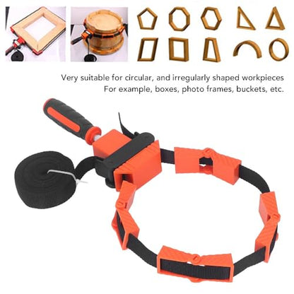 Nylon Strap Clamp with Ergonomic Handle Quick Release Band Clamp Tool for Woodworking Clamping Round or Irregular Shaped Objects, Picture Frames
