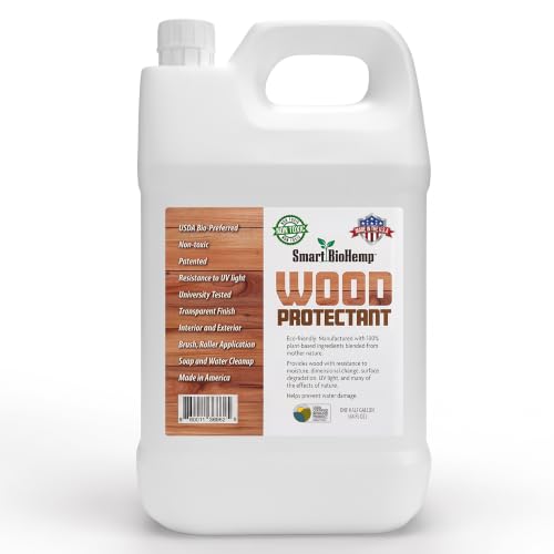 Smart BioHemp Plant-Powered Half Gallon Wood Protectant, Protects from Water & UV Rays, Penetrating Treatment for Outdoor and Indoor Furniture, Marine, and Decking, 150-200 Sq. Ft of Coverage - size: Half Gallon