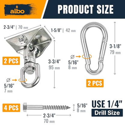 Albo Heavy Duty Swing Hangers 2 Pack, 2650 LBS - color: Silver, size: 2 Pieces