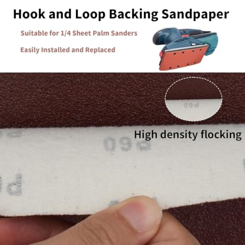 90 Pack 1/4 Sheet Sandpaper 4.5"x 5.5" Hook and Loop Sanding Sheets Aluminum Oxide Palm Sander Sandpaper 60-600 Grit Sanding Blocks for Wood Metal Furniture Polishing (Mixed) - size: Mixed