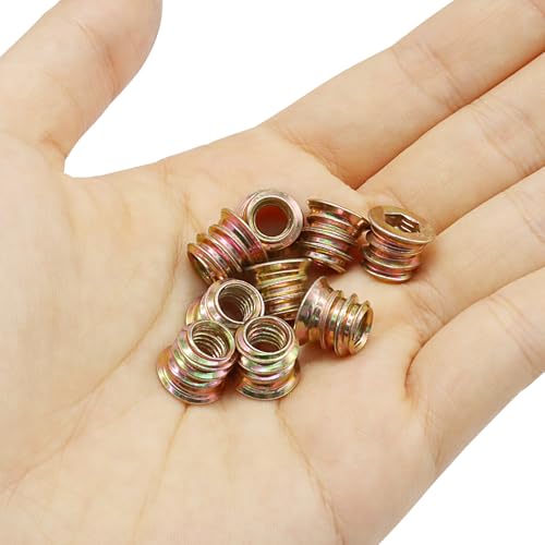Piutouyar 20 Pcs M6x10mm Threaded Inserts Nuts for Wood - size: M6x10mm