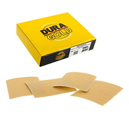 Dura-Gold Premium 1/4 Sheet Gold Sandpaper Sheets, 150 Grit (Box of 25) - size: 150-Grit