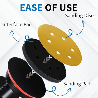 6 Inch 6 Holes Foam Sanding Pads 2Pcs Interface Pad - size: 150mm