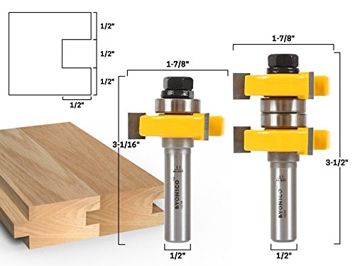 YONICO Router Bits Tongue & Groove Set 1-1/2-Inch 2 Bit 1/2-Inch Shank 15224 - style: Up to 1-1/2" Stock - 1/2" Depth -1/2" Shank