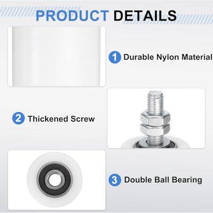 uxcell 2Pcs Slide Gate Guide Roller, 6" Nylon Rollers Gate Support Assembly - color: White, size: 6 Inch