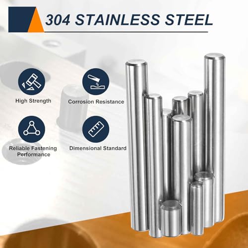 HARFINGTON 15pcs Dowel Pins M4(4mm) x 18mm 304 Stainless Steel Cylindrical Shelf Support Peg Pin Rod Fasten Elements for Metal Devices Wood Furniture DIY Installation, Silver - size: M4 x 18mm