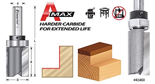 Amana Tool 45368 Carbide Tipped Flush Trim Plunge Template Router Bit 1-1/2 Dia x 1-3/4 Inch x 1/2 Shank with Upper Ball Bearing - size: 1-1/2 Dia x 1-3/4" x 1/2