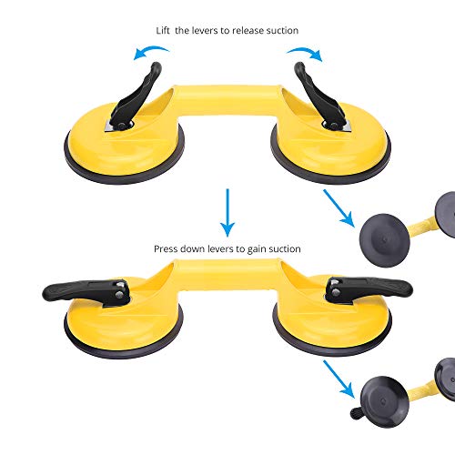 FCHO Glass Suction Cups Heavy Duty for Tile Glass Lifting 2 Pack Yellow - color: Yellow