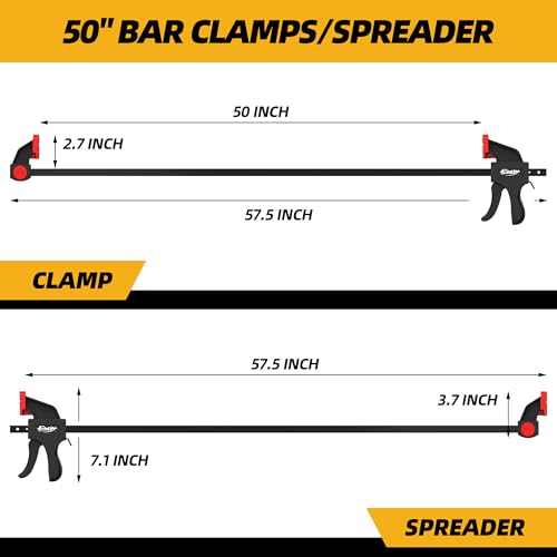 50" Bar Clamps, 2-Pack One-Handed Clamp/Spreader, 170lbs Load Limit