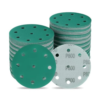 5 Inch 9 Hole Wet Dry P800 Grit Sanding Discs - 50 Pack Box - size: 800 Grit