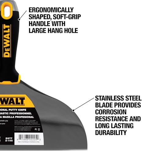 DEWALT 10" Putty Knife | Stainless Steel w/Soft Grip Handle | DXTT-2-146 - size: 10-Inch