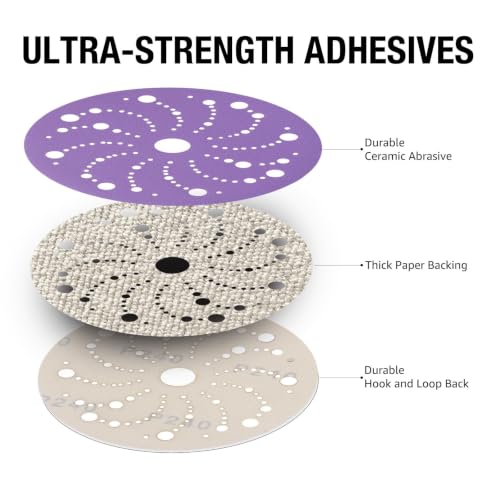 50 Pack 6 Inch Purple Ceramic Sanding Discs Multi-Hole Hook & Loop 600 Grit - style: 600