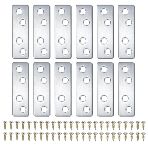 uxcell Flat Straight Brace Bracket 2.36"x0.75" Iron Shelf Support 12Pcs - color: Silvery Blue, size: 2.36"x0.75"