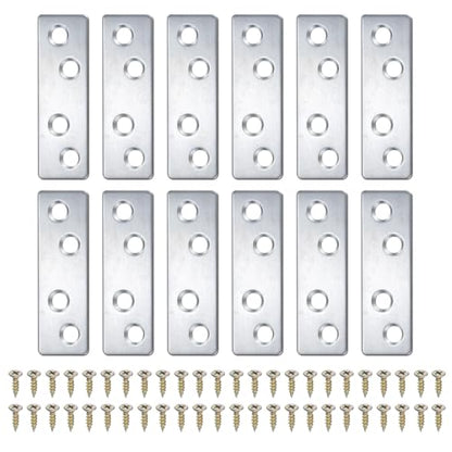 uxcell Flat Straight Brace Bracket 2.36"x0.75" Iron Shelf Support 12Pcs - color: Silvery Blue, size: 2.36"x0.75"