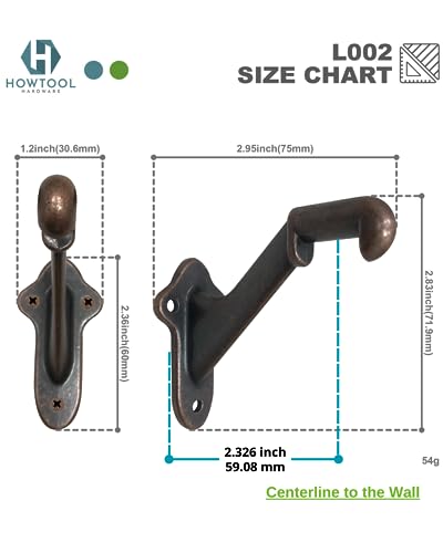Stair Handrail Brackets Wooden Railing Support Antique Bronze, 3 Pack | HOWTOOL - color: Antique Bronze