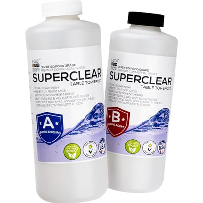 Superclear Table Top Epoxy Resin 64 oz Kit, Crystal Clear 1:1 Coating - size: 64 OZ Without Kit