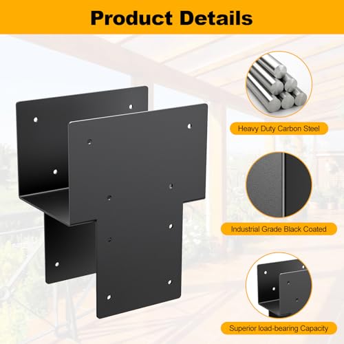 6x6 1PCS Post Cap Tie Rod Brackets,Heavy Duty Beam Tie Rod Brackets - size: 6"x6" 1pcs
