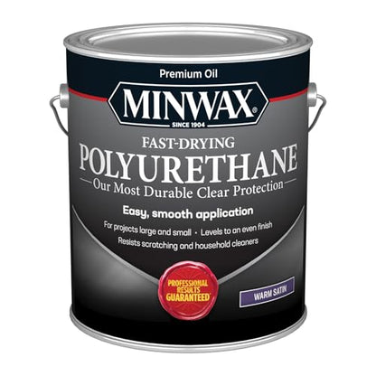 Minwax Fast Drying Polyurethane Protective Wood Finish, Clear Satin, 1 Gallon - size: Gallon