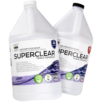 Superclear Table Top Epoxy Resin 2 Gallon Kit, Crystal Clear 1:1 Coating - size: 2 Gallon Without Kit