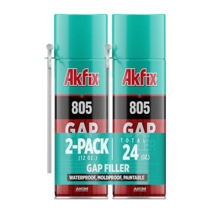 Akfix 805 Gap Filler Expanding Foam Sealant (2x12 Oz.)- Gaps and Cracks Spray Insulation Can, Waterproof Sealant with Straw, Polyurethane Expanding Foam for Window and Door | 12 Oz. 2 Pack - size: 2 Pack