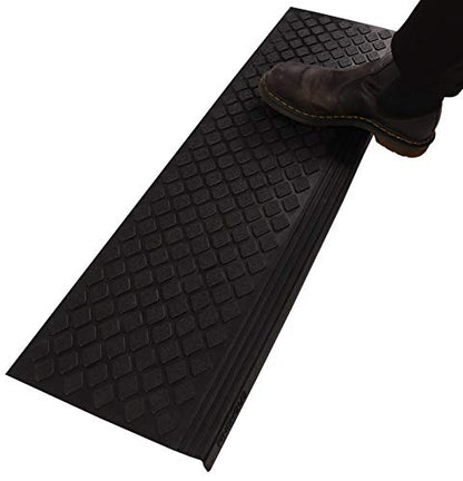 FINEHOUS Rubber Stair Treads Non-Slip Outdoor 35”x10” (5-Pack) – Anti-Slip Step Mat with Nosing - size: 35" X 10"