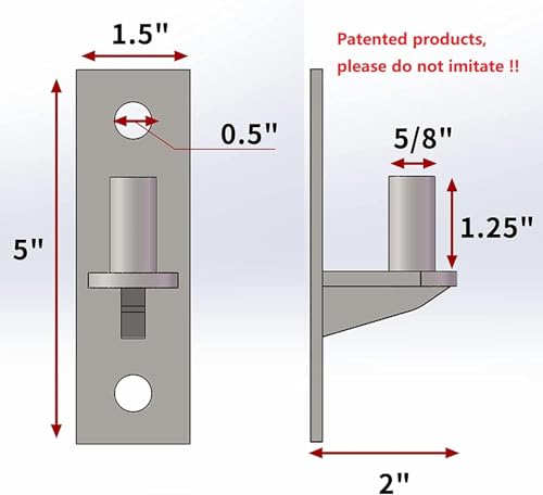 2 Pack Wall Mount Gate Hinges, Heavy Duty Wall Plate Hinges, Outdoor Chain Link Fence Gate Hinges Fence Post Link Gate Hinge, with 5/8 Hinge Pin (Screws Not Included)