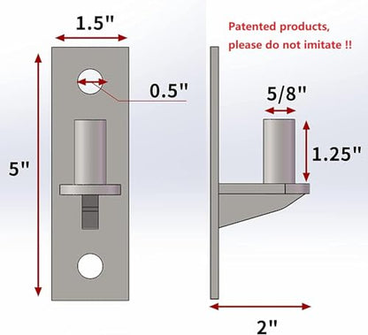 2 Pack Wall Mount Gate Hinges, Heavy Duty Wall Plate Hinges, Outdoor Chain Link Fence Gate Hinges Fence Post Link Gate Hinge, with 5/8 Hinge Pin (Screws Not Included)