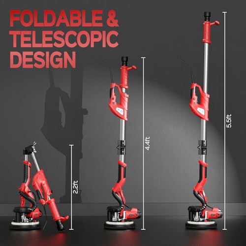 Drywall Sander, 2025 Upgraded 8-Amp Popcorn Ceiling Removal Tool, Red - color: Red
