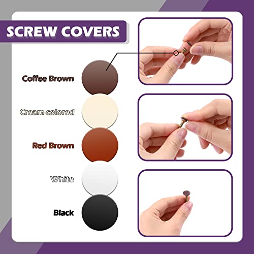 Swpeet 800Pcs 5/32" 1/5" 1/4" 8 Colors Plastic Screws Hinged Screw Cover Caps and Self Adhesive Screw Hole Stickers Assortment Kit, Snap Covers Washer Hole Tube Panel Plugs Fastener Cover Plugs