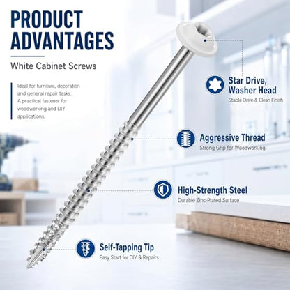 Tudomro 5 Pound White Cabinet Screws Bulk #9 X3'' Approx. 408 Pcs - size: #9 x3 Inch