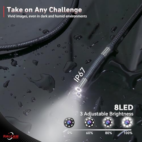 Ralcam Two-Way 210° Articulating Borescope Compatible with iPhone & Android