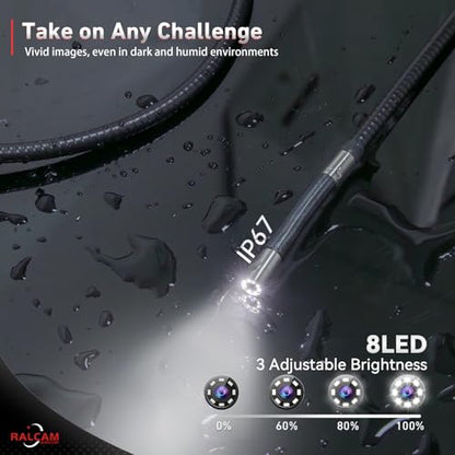 Ralcam Two-Way 210° Articulating Borescope Compatible with iPhone & Android