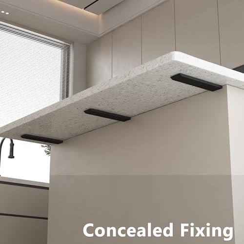 NEODROP 3-Pack 10 Inch Countertop Support Brackets, Heavy Duty L Brackets for Quartz/Wood/Laminate/Granite Countertops | 3/8" Thick Metal Steel | Frosted Black Powder Coated - size: 10 Inch, style: 3 Pack