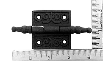Renovators Supply Manufacturing Black Cabinet Door Hinge 2 in. Rust Resistant Wrought Iron Butt Hinge Victorian Steeple Tip Flush Mount Hinges with Hardware, Pack of 2 - size: 2 inches