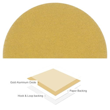50pcs No Hole Sanding Discs- [ 3 Inch 220 Grit ] Round Hook and Loop Grip Sanding Pads Sheet Sandpaper for Automotive Woodworking Metal Polishing Use| Gold, Aluminum Oxide - size: 220 grit