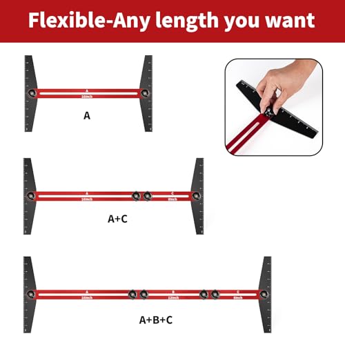 Stair Tread Jig, 10-67 Inch Adjustable Aluminum Stair Template Tool - size: Single Nut Model