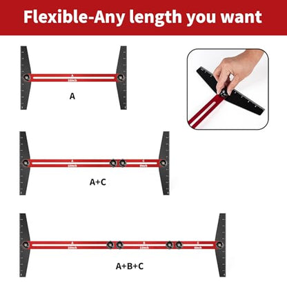 Stair Tread Jig, 10-67 Inch Adjustable Aluminum Stair Template Tool - size: Single Nut Model