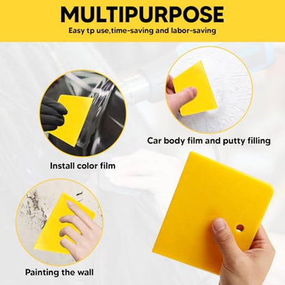 3 Pieces Auto Body Filler Spreaders Pp Putty Tool Flexible Edge Yellow for Car Foil Installation Tool Versatile