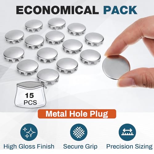 Hicarer 15 Pack Fit 1/2"(12.7mm) Hole Metal Hole Plugs - color: Silver, size: 1/2 Inch (12.7 Mm)