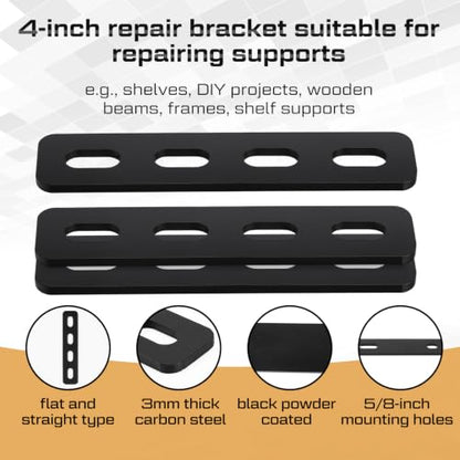 Zonon 40 Pack 4 Inch Steel Mending Plates, Straight Repair Brackets - size: 4 Inch