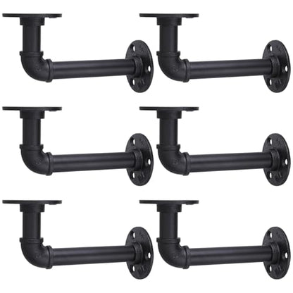 MUZIK 6Pcs 7"×4" L Pipe Shelf Bracket, Heavy Duty Wall Mount, DIY Shelving - size: 7*4 Inch, style: 6 Pack