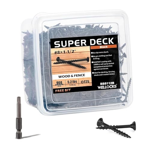 WELLOCKS #8 x 1-1/2 in Black Deck Screws, Trial Size with T25 Bit - size: #8×1-1/2", style: 5.2LBS Black