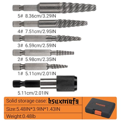 Damaged Screw Extractor Set, 6 Piece Easy Out Bolt Extractor for Easily Remove Broken Bolts, Stripped Screws, Studs