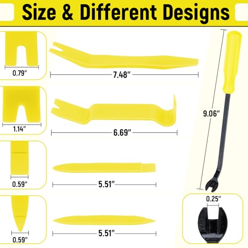BFXM 5PCS Auto Trim Removal Tool kit,Clip Pry Tools Kit No Scratch Plastic - color: Yellow