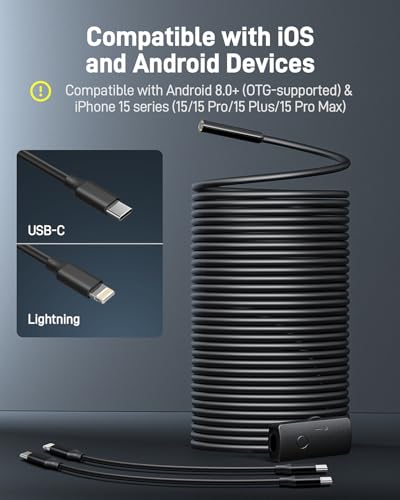 Anykit Endoscope Camera with Light, 1920P HD Borescope - size: 50FT