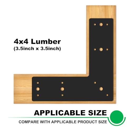 2pcs 10x10 L Post Timber Bracket for Wood 4x4 Black Mending Plate - size: L-10x10
