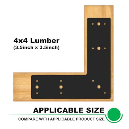2pcs 10x10 L Post Timber Bracket for Wood 4x4 Black Mending Plate - size: L-10x10