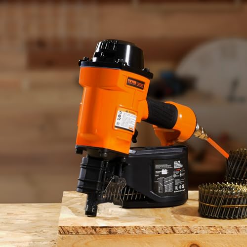 VEVOR Coil Siding Nailer MCN70, 1-3/4" to 2-3/4" 15 Degree Pneumatic Siding Nail Gun, 70-120PSI Air Coil Nailer for Pallet, Crating, Framing, Siding and Fencing - size: MCN70(1-3/4" to 2-3/4")